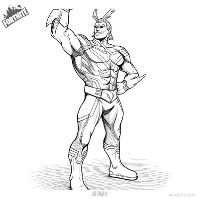 Free printable All Might 1 Coloring Page - Free PDF Printable Fortnite Coloring Sheets coloring page